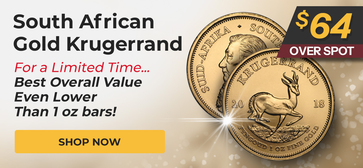 South African Gold Krugerrand Coin only 64 dollars over spot