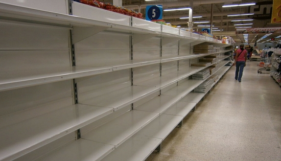 Empty shelves at a store in Venezuela